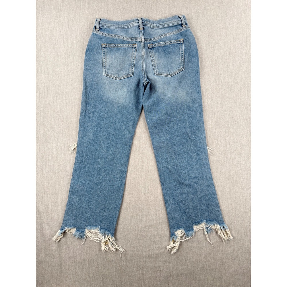 We The Free Free People Distressed Straight Leg Jeans Light Wash Blue Size 27 - Picture 5 of 8